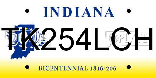 TK254LCH Indiana License Plate