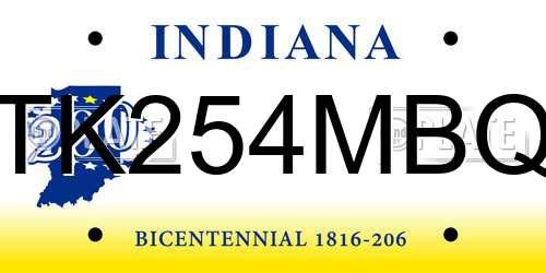 TK254MBQ Indiana License Plate