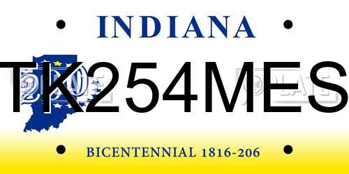 TK254MES Indiana License Plate