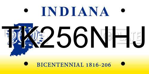 TK256NHJ Indiana License Plate