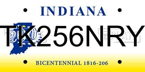 TK256NRY Indiana License Plate