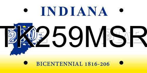 TK259MSR Indiana License Plate