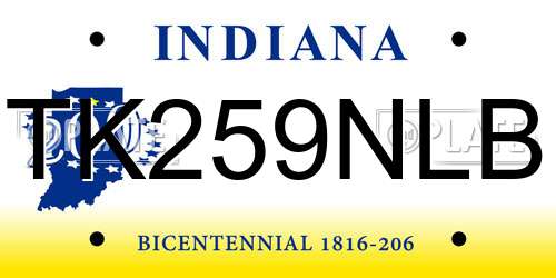 TK259NLB Indiana License Plate