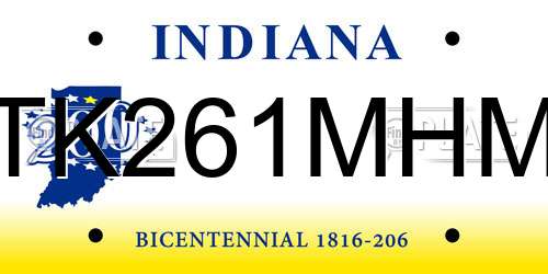 TK261MHM Indiana License Plate