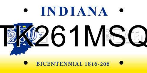 TK261MSQ Indiana License Plate
