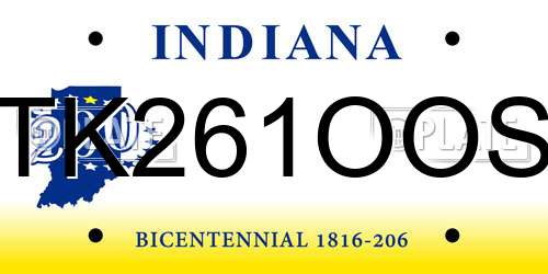 TK261OOS Indiana License Plate