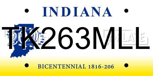 TK263MLL Indiana License Plate