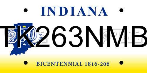 TK263NMB Indiana License Plate