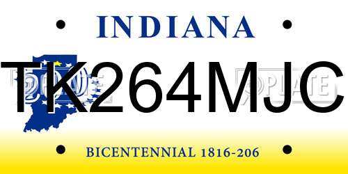 TK264MJC Indiana License Plate