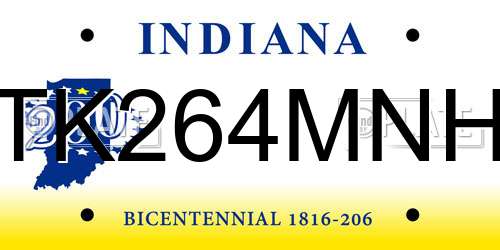 TK264MNH Indiana License Plate