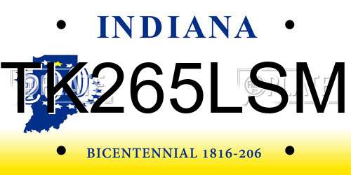 TK265LSM Indiana License Plate