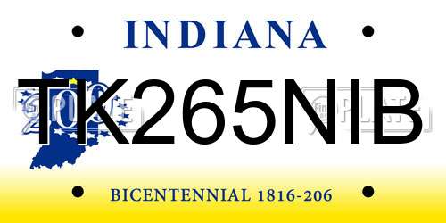 TK265NIB Indiana License Plate