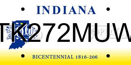 TK272MUW Indiana License Plate