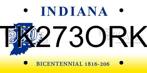 TK273ORK Indiana License Plate