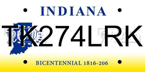 TK274LRK Indiana License Plate