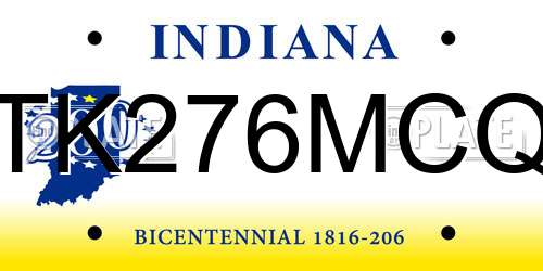 TK276MCQ Indiana License Plate