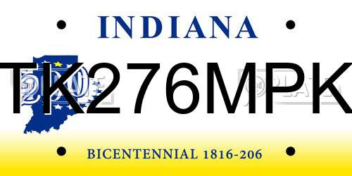 TK276MPK Indiana License Plate