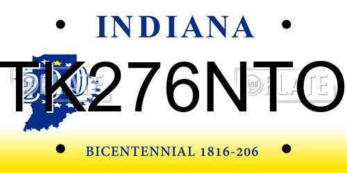 TK276NTO Indiana License Plate