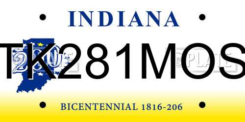 TK281MOS Indiana License Plate
