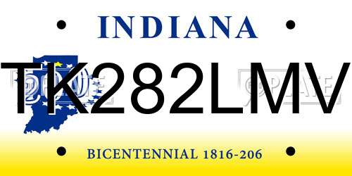 TK282LMV Indiana License Plate