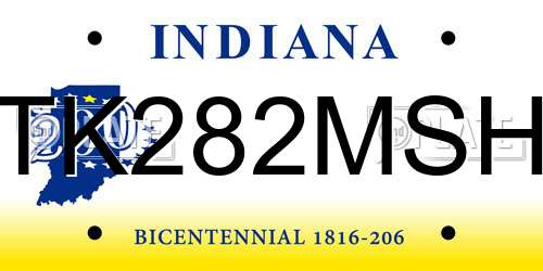 TK282MSH Indiana License Plate