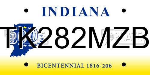 TK282MZB Indiana License Plate