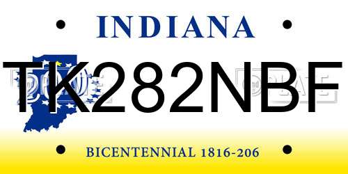 TK282NBF Indiana License Plate