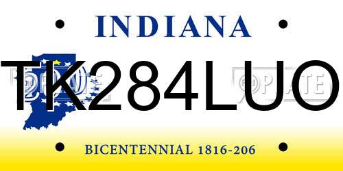 TK284LUO Indiana License Plate