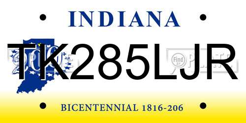 TK285LJR Indiana License Plate