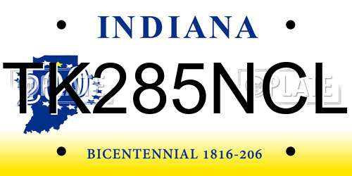TK285NCL Indiana License Plate