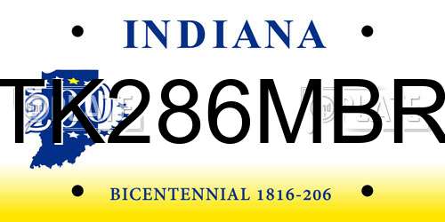 TK286MBR Indiana License Plate