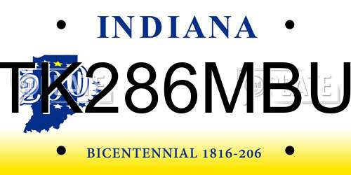 TK286MBU Indiana License Plate