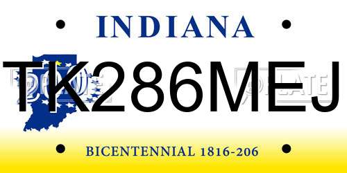TK286MEJ Indiana License Plate