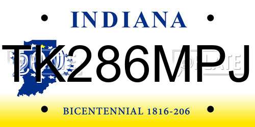 TK286MPJ Indiana License Plate