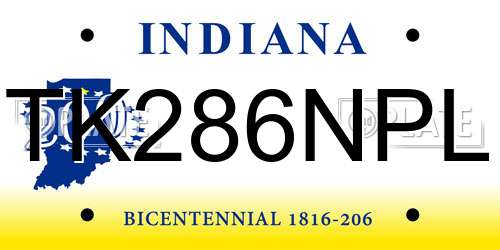 TK286NPL Indiana License Plate