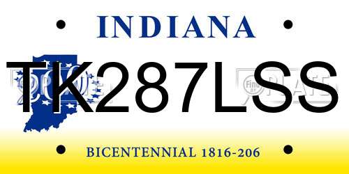 TK287LSS Indiana License Plate