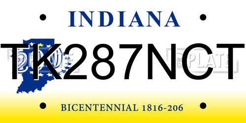 TK287NCT Indiana License Plate