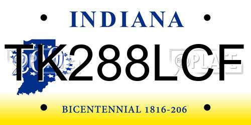 TK288LCF Indiana License Plate