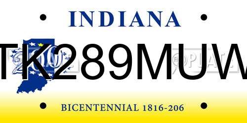 TK289MUW Indiana License Plate