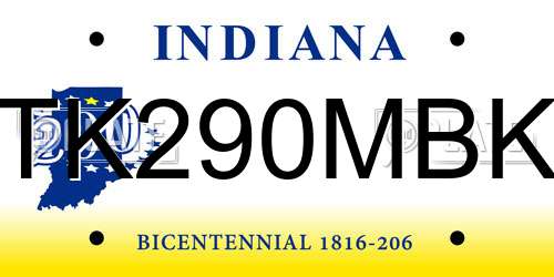 TK290MBK Indiana License Plate