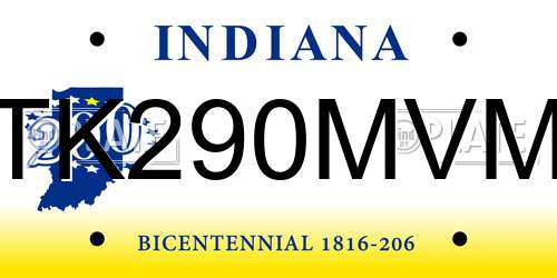 TK290MVM Indiana License Plate