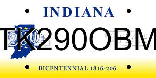 TK290OBM Indiana License Plate