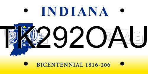 TK292OAU Indiana License Plate