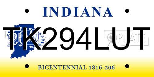 TK294LUT Indiana License Plate