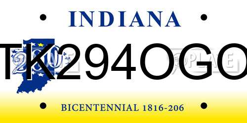 TK294OGO Indiana License Plate