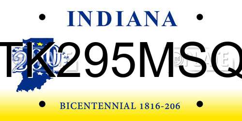 TK295MSQ Indiana License Plate