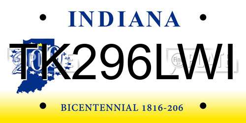 TK296LWI Indiana License Plate
