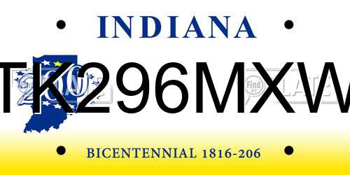 TK296MXW Indiana License Plate