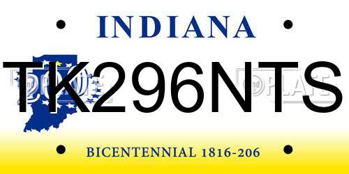 TK296NTS Indiana License Plate