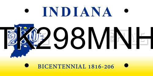 TK298MNH Indiana License Plate